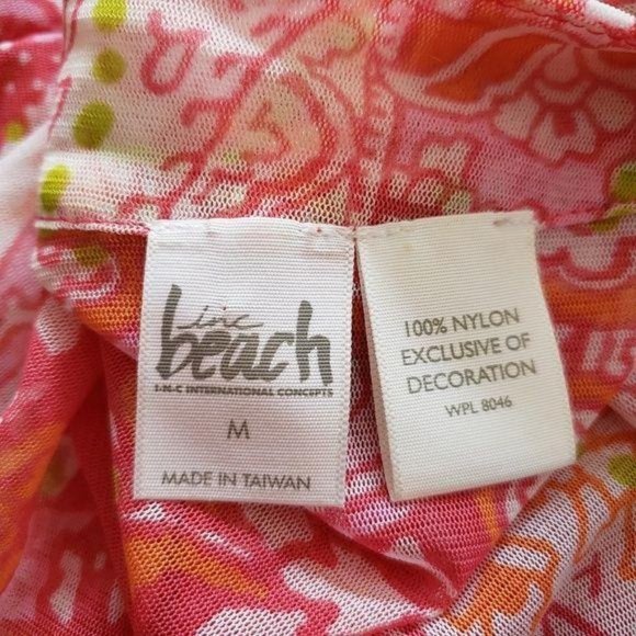 I.N.C beach swim suit coverup mesh sheer orange, beaded, paisley boho size M - Picture 6 of 6